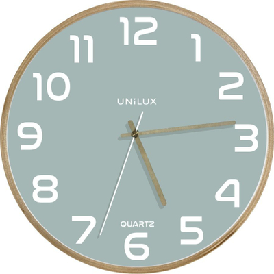 Orë muri Unilux Baltic, kuarc, 31.5cm, kornizë druri, jeshile