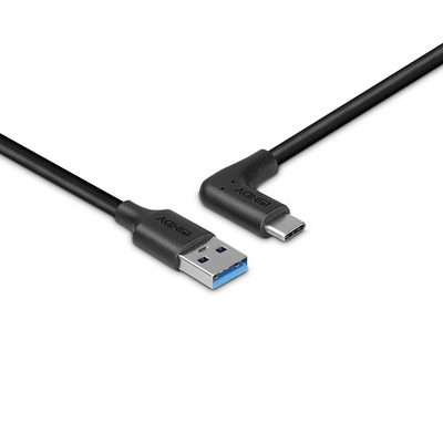 Kabllo USB LINDY, USB 3.2 Type A në Type C, 1m, kënd 90°