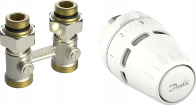 Set termostatik Regus RA Danfoss RLV KB 1/2", valvul e drejtë, e bardhë