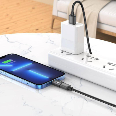 Adapter Hoco UA17 Type C në Lightning, për karikim dhe të dhëna, i zi