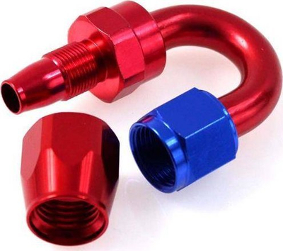 Adapter turbo TurboWorks Reusable Swivel Hose End AN16, 180°, alumini, i kuq
