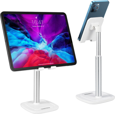 Mbajtëse tavoline për telefon Choetech Adjustable, me kënd që e rregullon vetë, me bazë të fortë, e bardhë