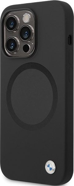 Këllëf telefoni BMW BMHMP14LSILBK2 për iPhone 14 Pro, silikon Liquid me MagSafe, i zi