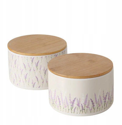 Enë qeramike Boltze Lavander, 1400ml, 10.5 x 16cm, me kapak bambuje, shumëngjyrëshe