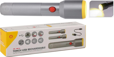Elektrik dore Shell Torch me USB, 180-500 lm, rimbushje me USB, ngjyrë argjendtë
