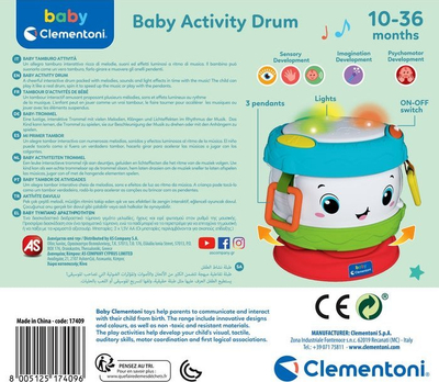 Lodër daulle muzike Clementoni Activity Baby Drum, me drita dhe melodi, shumëngjyrëshe