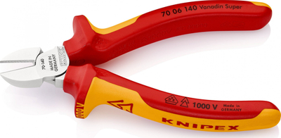 Darë prerëse anësore Knipex 70 06 140, 140mm, të izoluara, të kuqe