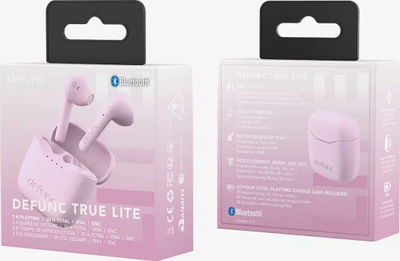 Kufje wireless Defunc True Lite, Bluetooth, me kuti karikimi, rozë
