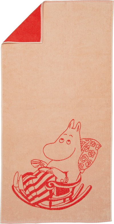 Peshqir banjoje Moomin by Arabia Moominmamma Peach, 70 x 140 cm, me figurë Moomin, ngjyrë pjeshke