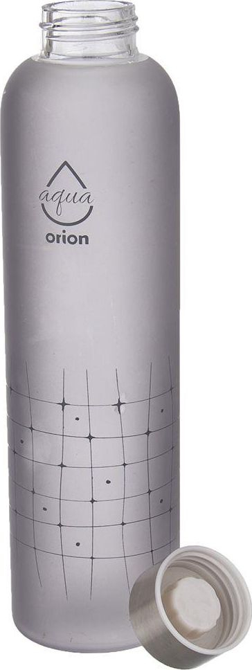 Шише за вода Orion Aqua, мат стакло, челичен капак, сиво