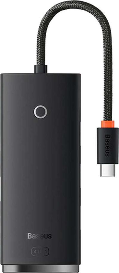 Hub USB Baseus Lite, 4 porta USB 3.0, lidhje USB Type‑C, 0.25 m, i zi