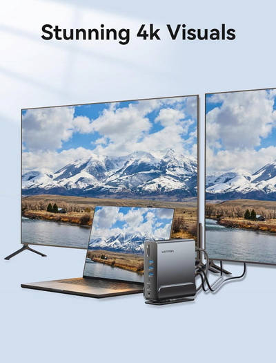 Пристаница (докинг станица) Vention TPUH0, USB C, 15 порти, сива