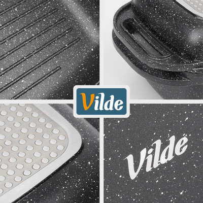 Tavë pjekjeje Vilde GRANITICA, 5.5+2.5 l, 40x22.5x16 cm, granit, e zezë