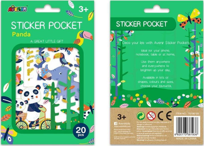 Налепници Avenir Panda Sticker Pocket, 20 парчиња, многубојни
