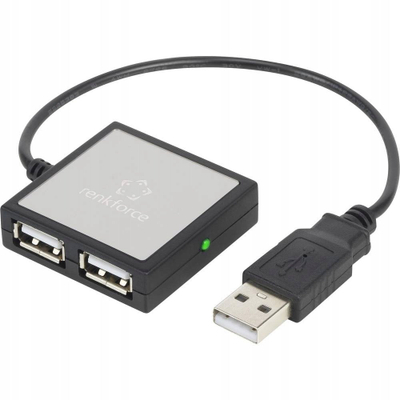 Hub USB Renkforce RF-4840290, 4 porta, USB 2.0, argjendtë