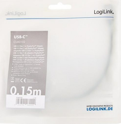 Përshtatës USB dhe USB-C LogiLink 60 Hz, Alumini 0,15 m, e hirtë