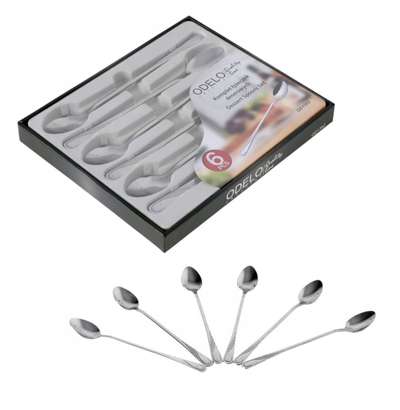 Сет долги лажици за десерт Long Dessert Teaspoon, 6 парчиња, не'рѓосувачки челик, сребрена боја