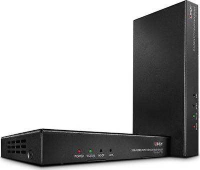 Adapter HDMI me fibër optike Lindy Fibre Optic HDMI 18G IR Extender, 4K, 300m, i zi