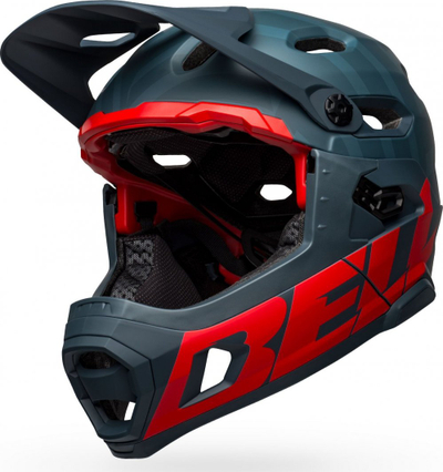 Каска за велосипед Bell Super DH MIPS Spherical, full face, големина M 55-59 cm, мат сина со црвена