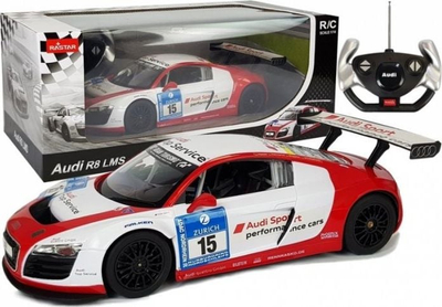 Makina me telekomandë Rastar Audi R8 LMS, 1:14, R/C, bardh e kuqe