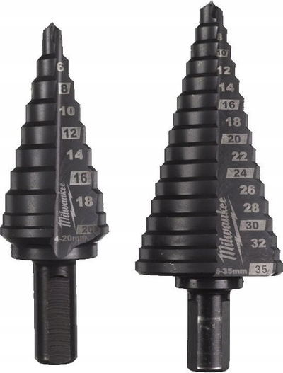 Set freza shkallore Milwaukee Cobalt, 4-20mm, 6-35mm, të zeza