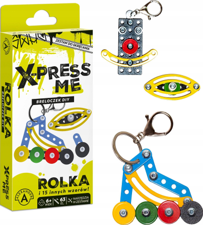 Set kreativ për varëse çelsash X PRESS ME DIY Keychain Roller, 63 copë, shumëngjyrësh