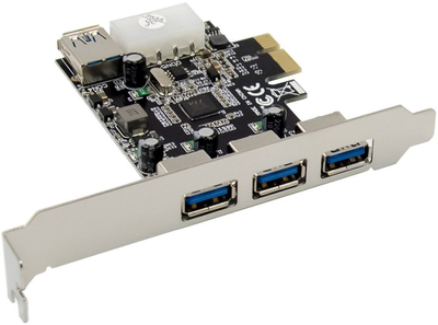 Kartë zgjeruese InLine PCIe, 3x USB 3.2 Gen1, 1x USB 3.2 Gen1, me furnizim Molex 4 pin