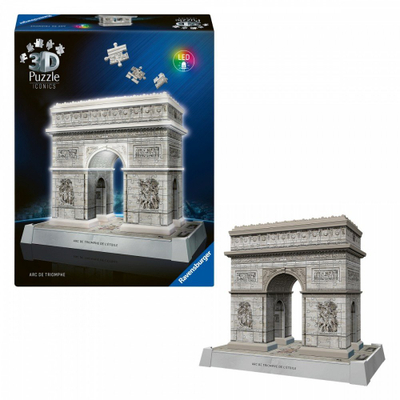 Puzzle 3D Ravensburger Iconics Arc de Triomphe, me LED, dekorativ, shumëngjyrësh