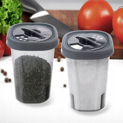 Kavanoz për erëza Status Spice Jar, 320ml, plastikë transparente, kapak i errët