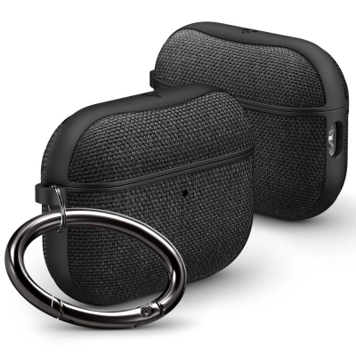 Këllëf kufjesh Spigen Urban Fit për Apple AirPods Pro 3, me karabinë, me stof, i zi