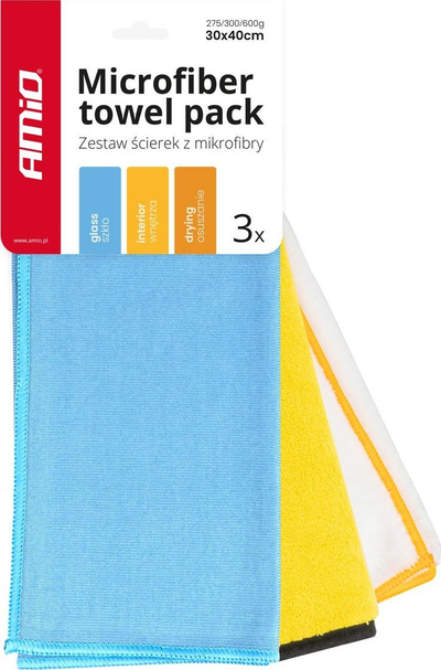 Set pëlhura mikrofibre AMiO 03750, 30x40 cm, 3 copë, shumëngjyrëshe
