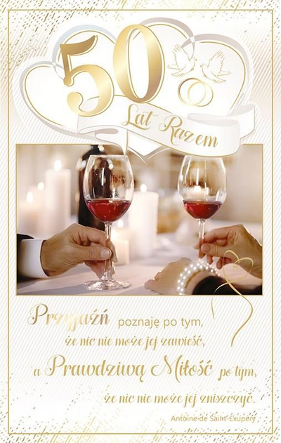 Kartë urimi AbCard Wedding Anniversary RS10, për 50 vjet martese, me zarf, ngjyrë ari