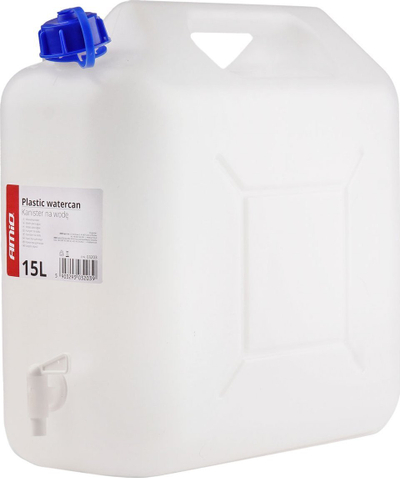 Kanister uji plastik me rubinet 15L, transparent