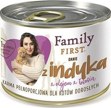 Konservë për mace Family First Adult, mish gjeldeti, pa grurë