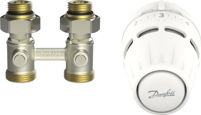 Set termostatik Regus RA Danfoss RLV KB 1/2", valvul e drejtë, e bardhë