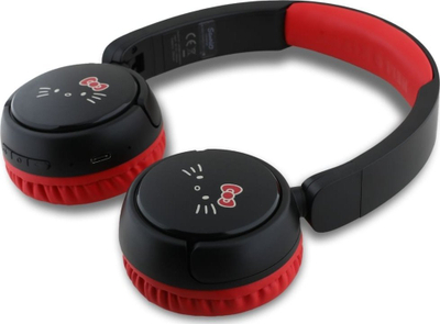 Слушалки Bluetooth Hello Kitty HKOBHV6ROKFR, безжични, со микрофон, црни со црвено