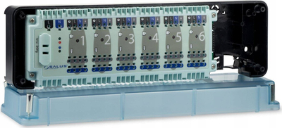 Panel kontrolli ngrohjeje Salus KL06, 6 zona, montim në shinë DIN, i bardhë