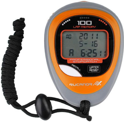 Kronometër digjital Rucanor Stopwatch 13, memorie 100 xhiro, rezistent nga uji, gri portokalli