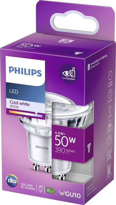 Llambë LED Philips 77419600, 4.6W GU10, dritë e bardhë neutrale, set me 5 copë