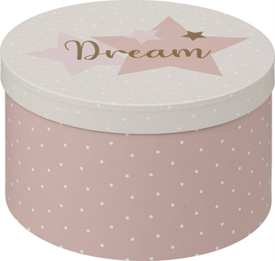Kuti lodrash Thalie Round Toy Boxes, set 3 copë, karton, rozë