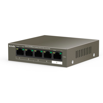 Switch rrjeti Tenda TEF1105P 4 porta PoE, 10/100Mbps, 35W, gri