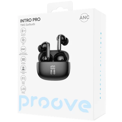 Dëgjuse wireless Proove Intro Pro, IPX4, me aplikacion, të zeza
