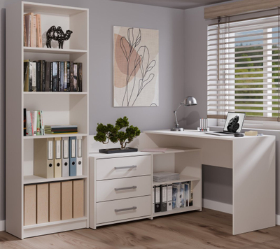 Tavolinë këndi për zyrë Desk DANA KASHMIR, me 3 sirtarë, në formë L, ngjyrë cashmere