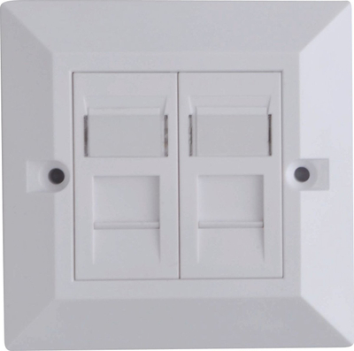 Pllakë murale rrjeti Lanview CAT6 me dy porta, UK 86×86mm, e bardhë