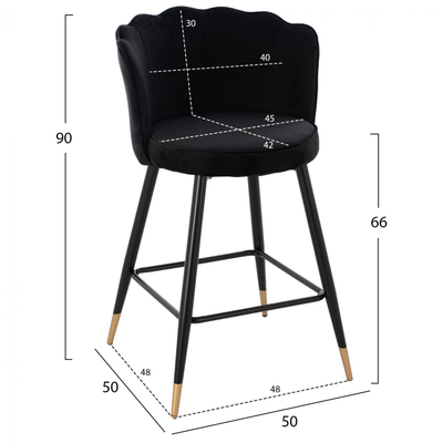 Stol velvet + metal 50×50×90 cm (HM8736.04), zezë
