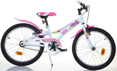 Biçikletë për kalamaj Bimbo Bike Candy 20", çelik, fren V-brake, e bardhë me rozë