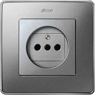Kapak priza Kontakt-Simon Simon 82 82068-93, për prizë teke me tokëzim, me mentesha mbrojtëse, alumini