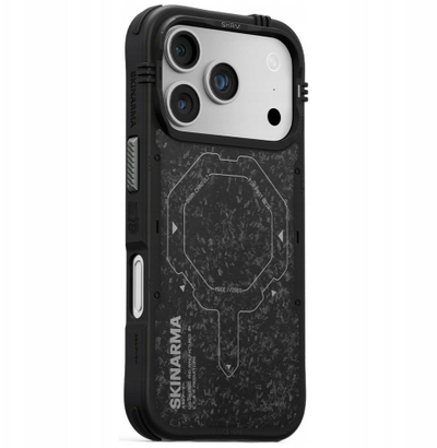 Kapak telefoni Skinarma Vektor Mag Charge për iPhone 17 Pro, përputhet me MagSafe, plastikë e fortë, ngjyrë e zezë gri