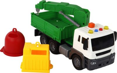 Kamion lodër Jiansheng City Truck, vinç me fërkim, tinguj dhe drita, jeshil