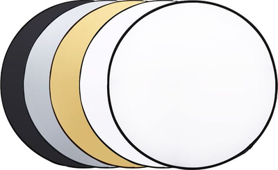 Reflektor fotografik Mozos RF60 Round 5in1, 60cm, i artë i argjendtë i bardhë i zi